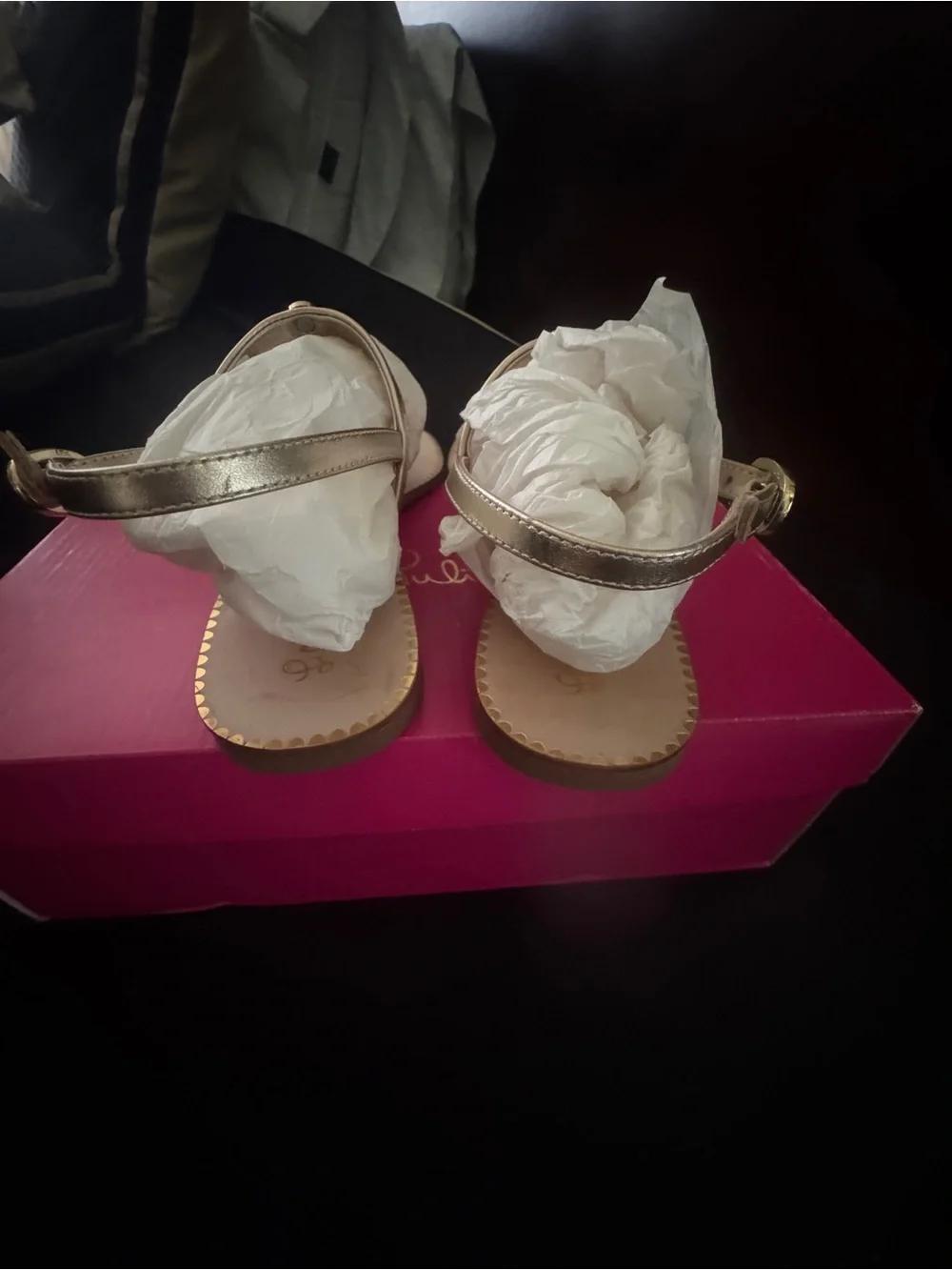 Lilly Pulitzer Rita Metallic Gold T-Strap Sandals